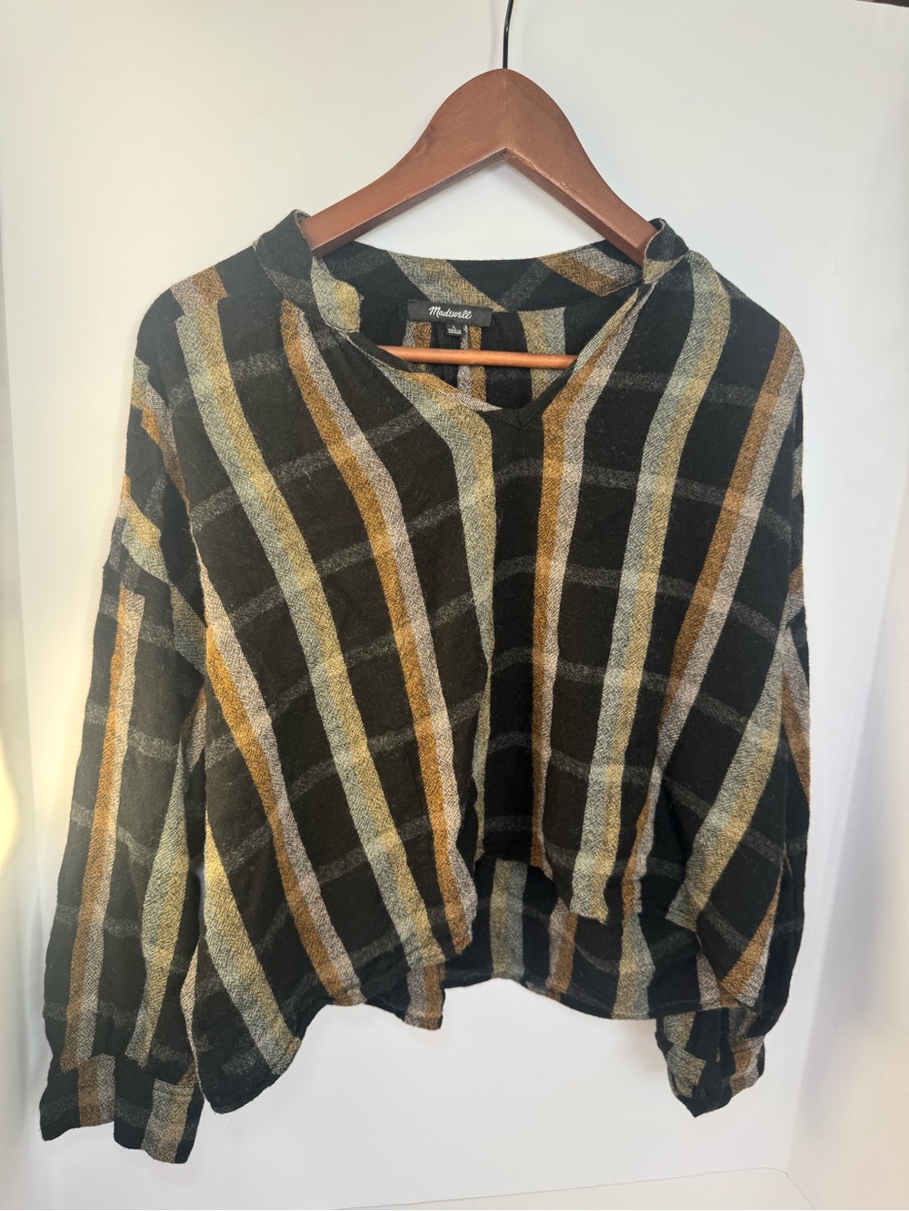 Madewell Highroad Popover Blouse Lessing Plaid Shirt large
